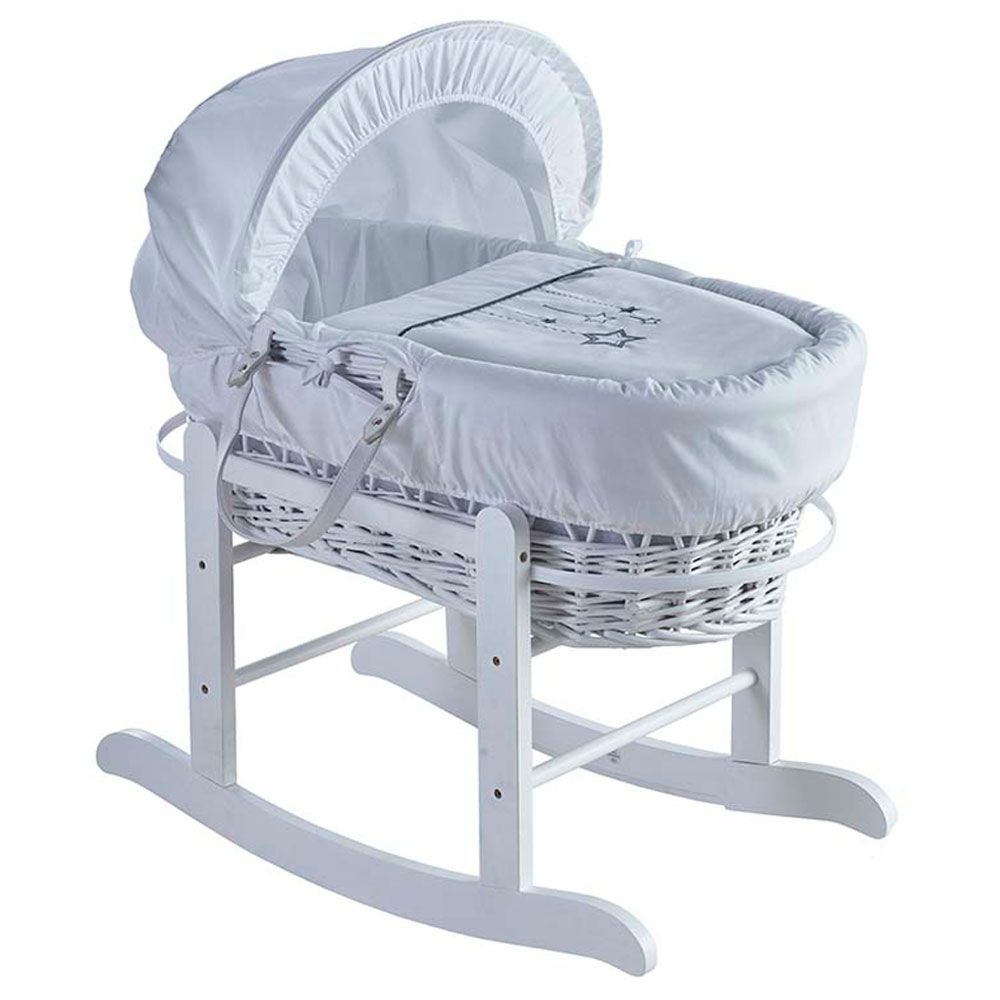 Blue wicker hot sale moses basket